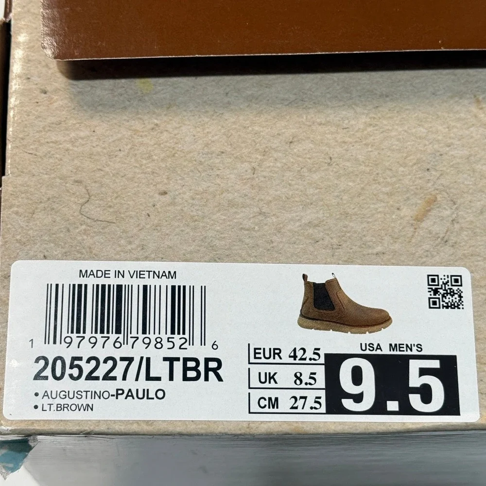 Skechers Augustino Paulo Mens 9.5 Chelsea Boots Light Brown Leather New